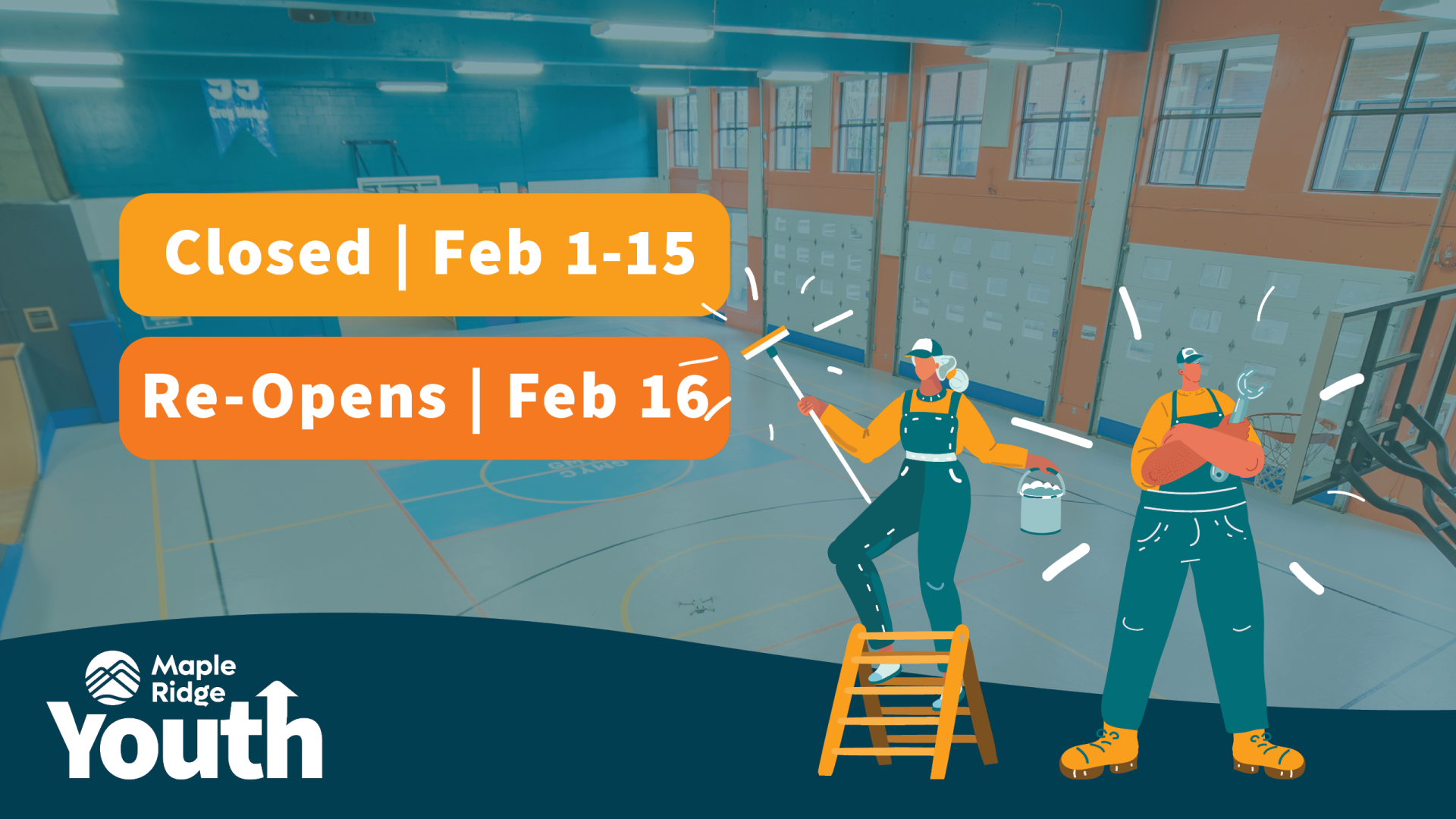 Greg Moore Youth Centre with Closure Dates Over the Image