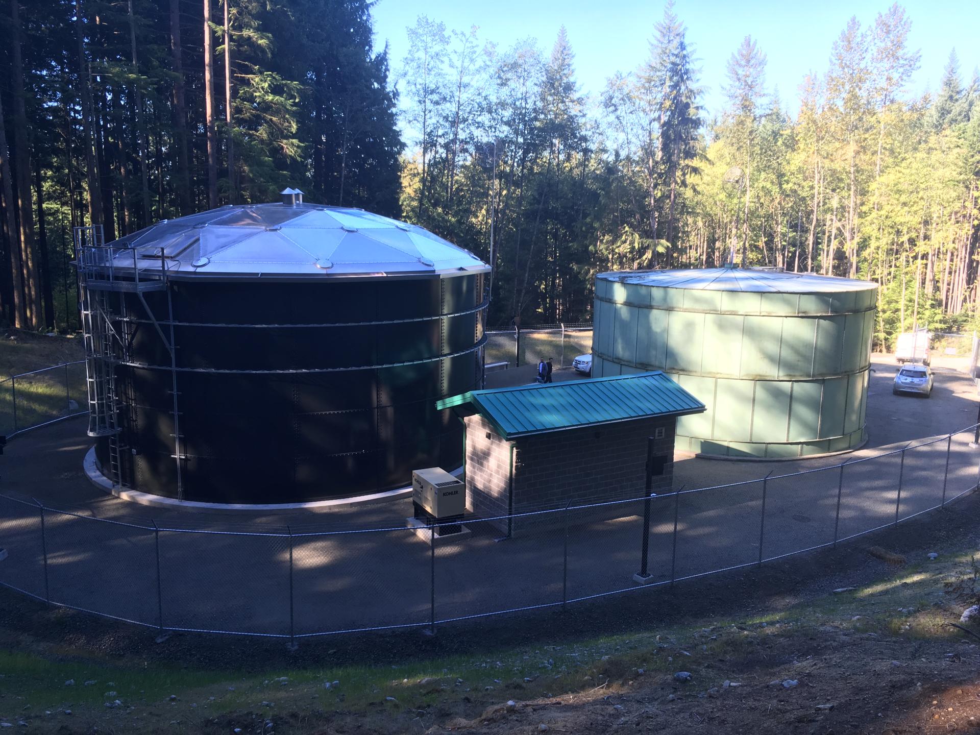 The McNutt reservoir site, showing two reservoirs and a small outbuilding