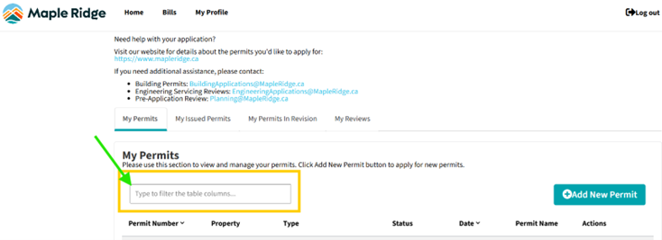 Screenshot of the Citizen Portal home page showing the search bar