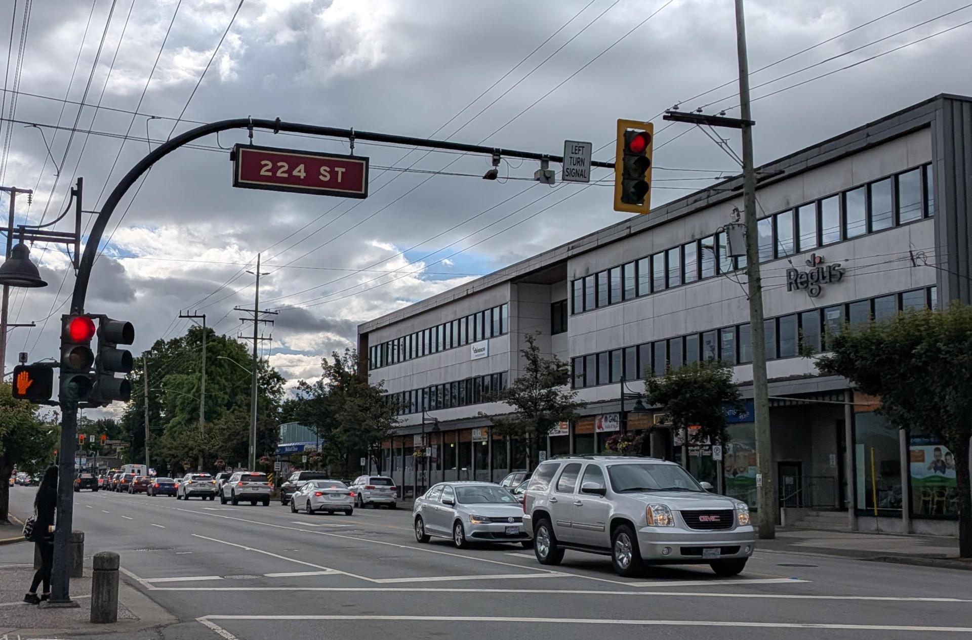 Looking east at the intersection of Dewdney Trunk Road and 224 Street