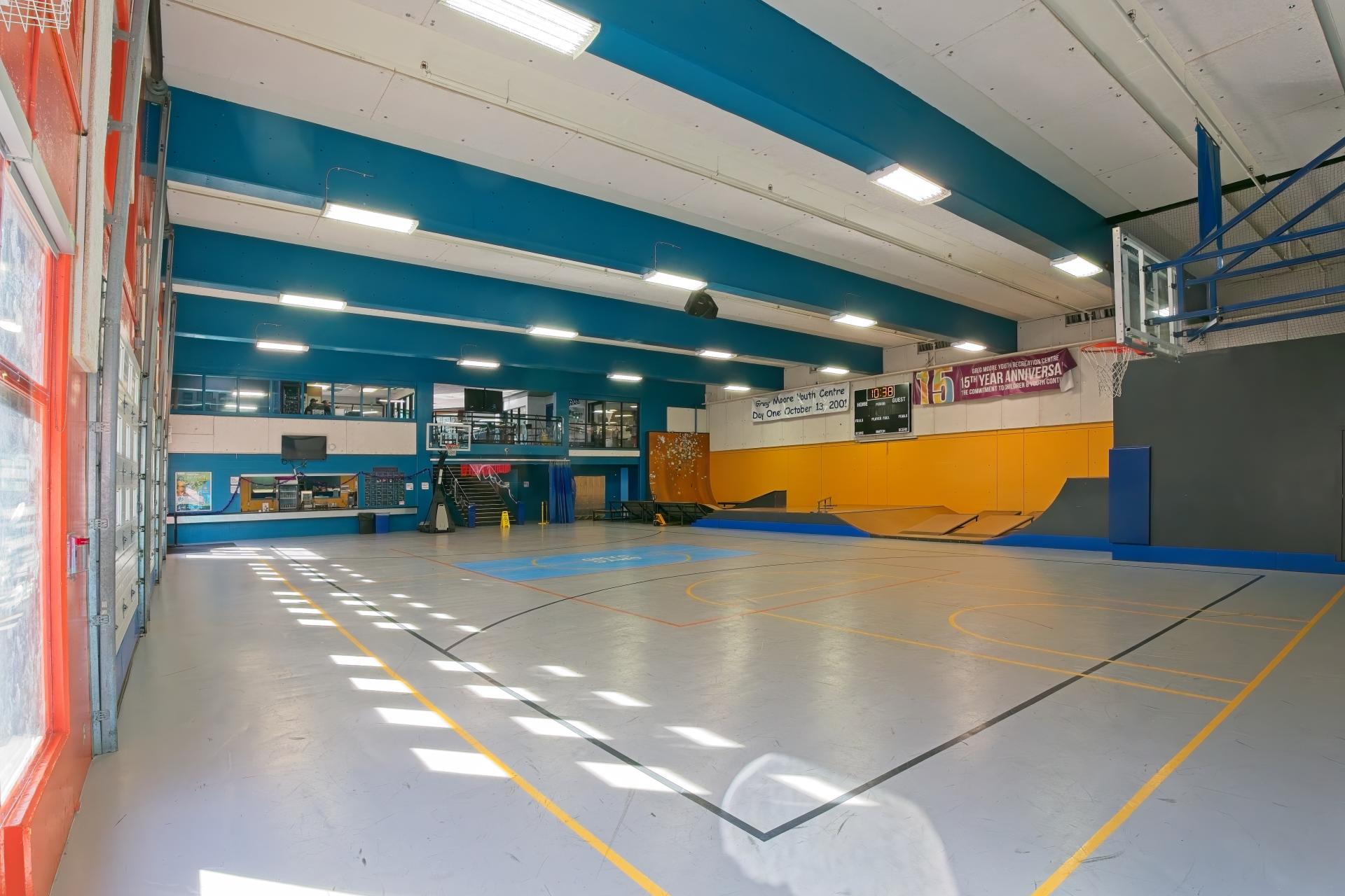 The gymnasium space at the Greg Moore Youth Centre.